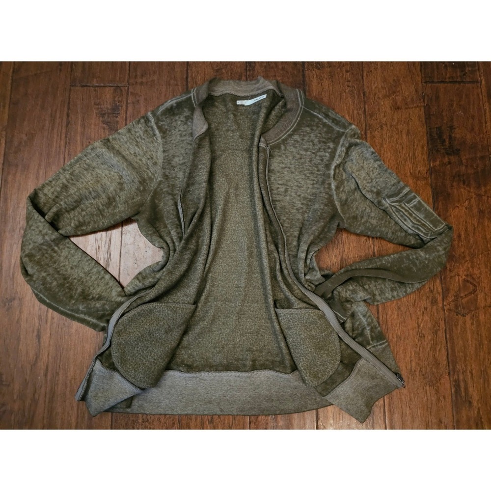 Maurices Olive Green Y2K Full Zip Cardigan Sweater Utility Pocket XL Indie Artsy - Picture 4 of 7